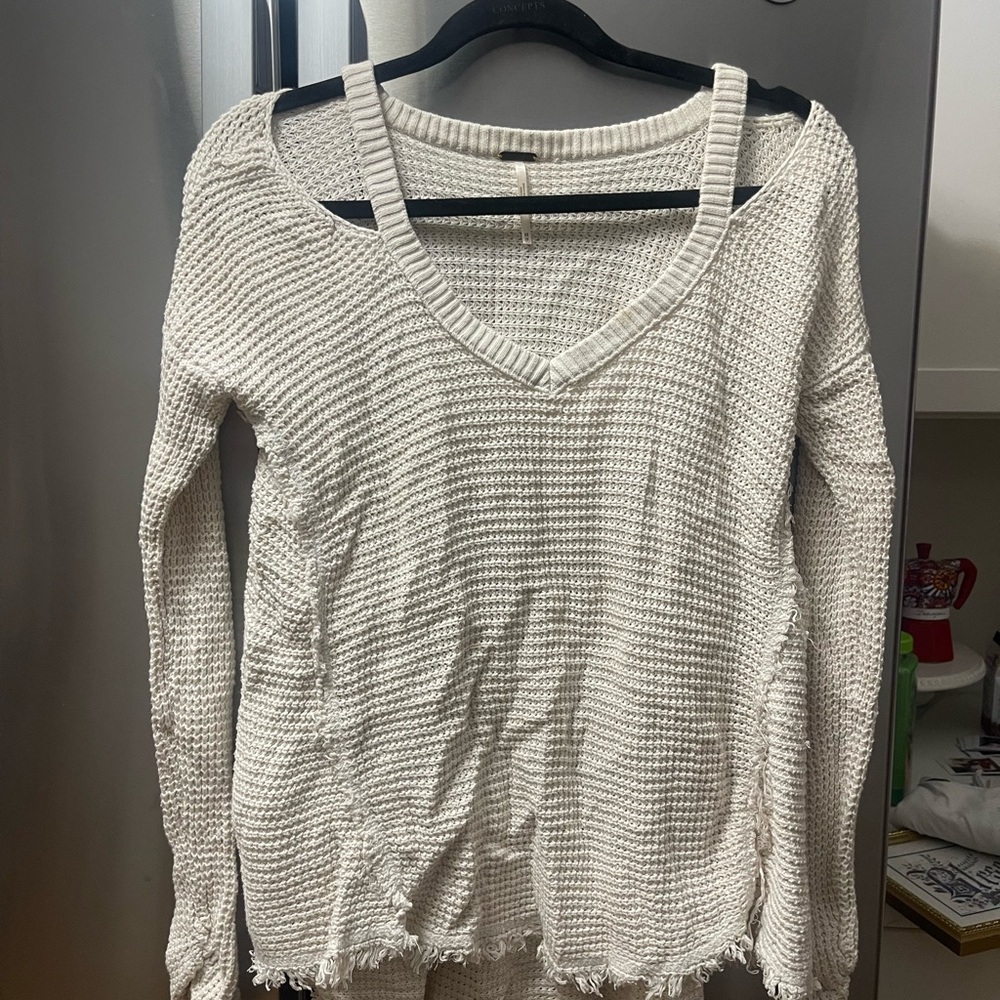 Free People Cozy White Knit Sweater
